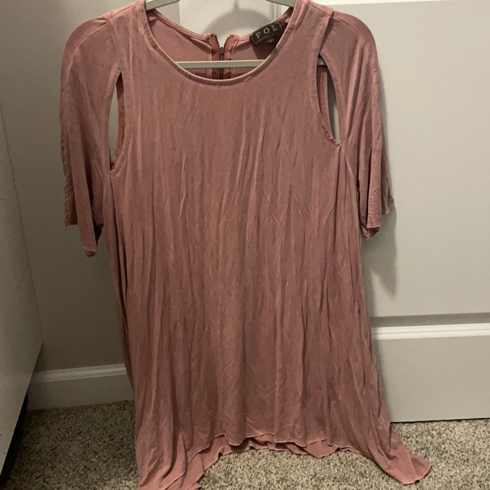 POL brand pink tee with cutouts.